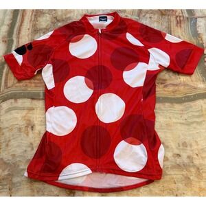 Twin Six Womens Club Cycling Jersey Red White Polka Dot Full Zip USA Made Large